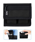 DSLR Battery and Memory Card Holder Pouch with 3 Pockets, Dual Battery Slots, Zipper Pocket, Belt Loop for LP-E6 NH EN-EL NP-F