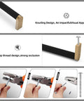 Top Shelf 10 Pack Slick Knurled Cabinet Pulls In Matte Black And Champagne Bronze With 5 Inch Hole Centers For Kitchen Cabinets And Drawers Heavy Duty Zinc Alloy Handles showing knurled design and installation process.
