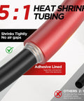 Hefty 365 Piece 5 To 1 Heat Shrink Tubing Kit Double Adhesive Lined for knockout marine grade waterproof wire sealing with black tubing.