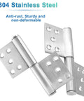 Tough As Nails 5 Inch Heavy Duty Lift Off Hinges, 304 Stainless Steel Detachable Cabinet And Window Door Mounts, showing detailed hinge structure.