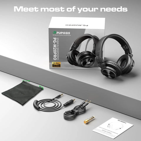 Wired Over-Ear Studio Monitor Headphones For Recording And Mixing With Fifty Millimeter Drivers And Wide Frequency Response box set