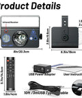 Disco Ball RGB LED Party Light With Remote Control, Sound Activated Stage Strobe dimensions and included accessories