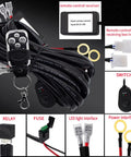 Remote Control Wiring Harness Kit For 12V LED Driving Lights Bar And Offroad Lights with components labeled
