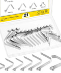 21 Pieces Push Button Spring Clips Kit In 7 Sizes stainless steel V shaped