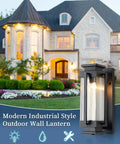 Dusk To Dawn Outdoor Wall Lanterns Large Exterior Porch Lights With Seeded Glass IP65 Waterproof Sconces on modern house