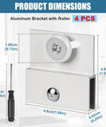 4-Pack Ultra-Slick Shower Door Rollers Replacement Kit aluminum bracket with roller and screwdriver dimensions.