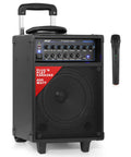 Wireless Portable PA System With 400W Power And Bluetooth, Rechargeable Battery, Outdoor Sound Speaker Kit With Microphone, Handle And Wheels