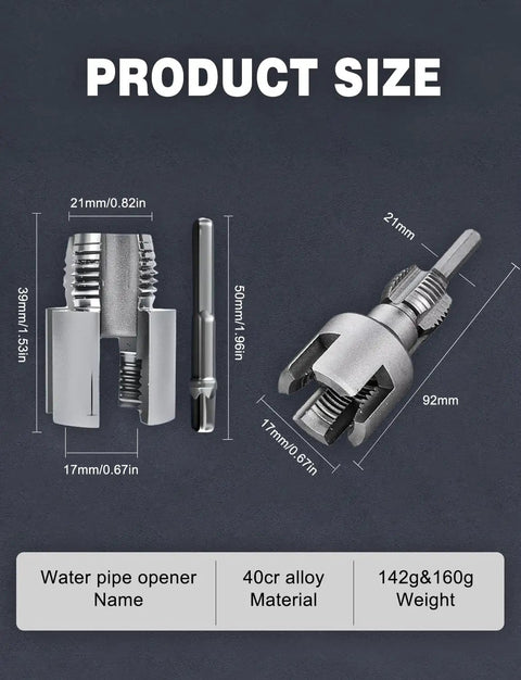 Dimensions of Dual Function Pipe Thread Cutter For Internal And External Threads Drill Compatible PVC Threader Kit