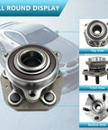 Premium Quality Fresh Pair Of Front Wheel Bearing Hub Assemblies For Tesla Model 3 And Model Y AWD, Top view showing sealed bearing and mounting points.