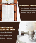 Dope Slow Drip Cold Brew Coffee Tower With Adjustable Dripper And Spacious 3000Ml Glass Jug showing borosilicate glass and stainless steel valve