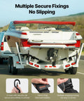 Beefy Heavy Duty Boat Trailer Transom Straps 2 Inch By 48 Inch Adjustable With 1,500 Lb Break Strength And Security Lock S Hooks securing boat