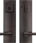 Front Entry Handleset With Interior Lever Featuring SmartKey Deadbolt Re Key Technology And Microban Protection In Venetian Bronze