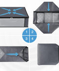 4 Pack Storage Bags With Large Clear Window And Reinforced Sturdy Handles For Closet Dorm Bedding Clothes Pillows Toys And More Foldable Go To Closet Organizer In Grey Must Have For Home showing folding process.