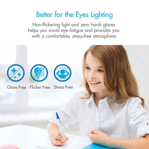 Girl studying with Power-Saving Dimmable LED Flood Light Bulbs, 60W Equivalent, 8W, 2700K Soft Warm White BR30 E26