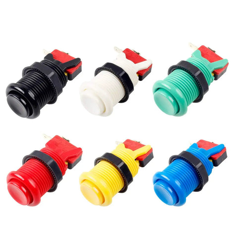 Colorful arcade push buttons from Two Player Arcade Cabinet DIY Kit With Zero Delay USB Encoder 8 Way Joystick And 18 Arcade Push Buttons 1P And 2P Start Buttons Auto Fire Microswitches Tested To 10 Million Cycles Fits Wood Or Metal Panels For MAME PC Games