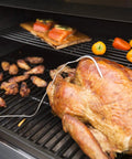Grilled turkey with Two Pack 6 Inch Meat Probes With 48 Inch High Heat Woven Wire For Grills And Smokers monitoring temperature