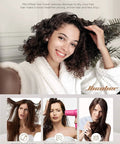 Woman with curly hair demonstrating Go To Rapid Dry Microfiber Hair Towel Wraps For Women Three Pack Turban Style Quick Dry Towels