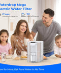Family using Mega Electric Water Filter Dispenser For Home Use, 27-Cup Capacity, 200-Gallon Rechargeable Instant System, NSF Certified