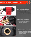 Beefy 12V Fuel Pump with OE electrical connector, precision ports, and secure locking; delivers five to nine PSI at thirty five GPH.