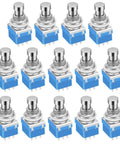 14 Piece 3PDT Guitar Effect Pedal Footswitch Kit With 9 Pin Latching Stomp Push Button True Bypass Solder Lugs for DIY Pedals