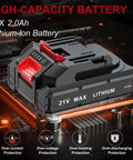 21V lithium-ion battery for Cordless Ratchet Wrench Kit With 74 Ft Lbs Torque Brushless Motor Variable Speed Dual 2000mAh