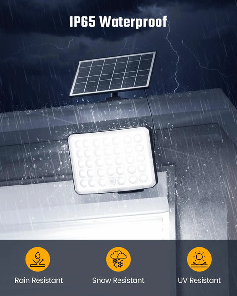 Badass Solar Powered Outdoor Floodlights With 160 Degree Wide Angle Beam 136 LEDs Pumping Out 1000 Lumens Of Hella Bright Cool White Light And A Heavy Duty 3000 Mah Battery For Smooth Dusk To Dawn Performance All Night Long