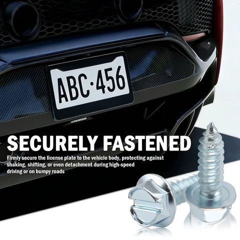 Heavy Duty License Plate Screws Set With Nylon Inserts For Front And Rear Bolts Anti Rust 4 Pack Keeps Your Number Plates Secure