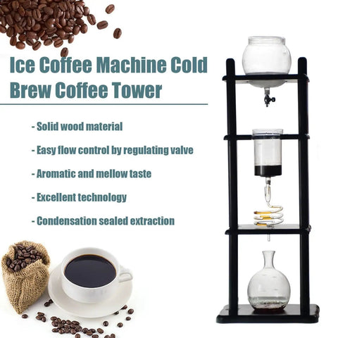 Top Shelf Cold Brew Maker With Slow Drip System For That Next Gen Iced Coffee Kick Pull Up To Eight Big Cups In Your Giant Thirty Five Oz Tower, solid wood and borosilicate glass.