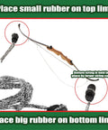 Archery Bow Stringer Tool for Recurve, Traditional, and Long Bows showing limb rubber placement instructions