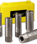 5 Piece Spiral Deep Extractor Set For Removing Stuck And Broken Bolts Studs Fittings Threads And Pins Spark Plug Easy Out Specialty Tool For Heavy Duty Jobs And Tough Fasteners with yellow case