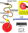 Two Pack Multicolor Rope Swing Set with red disc seats, textured platforms, soft PE rope, carabiner, four-foot strap