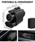 Nacs To Ccs Adapter For Electric Vehicles Providing Zero Stress Plug And Go Supercharger Access With Badass Build Quality and Reliable 500 Amp Dc Fast Charging, shown in detailed size dimensions.