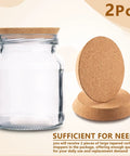 Big Tapered Cork Stoppers For 3.74 To 4.0 Inch Jar Openings with glass jar and two stoppers displayed, 2 pack