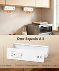9 Inch Under Cabinet Power Strip With GFCI Outlet USB A USB C Angled Trapezoid Aluminum Housing in kitchen setting