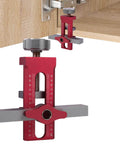 2 In 1 Cabinet Door Mounting Jig With Quick Edge Positioner, Adjustable Install Positioner And Dual 0 To 30 Scale, installed on cabinet