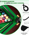8 Foot Pool Table Bumpers Set Of 6 With Cushion Facings For Billiard Rails next to pool balls and cue stick