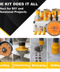 HASFER 13-piece diamond core drill bit set with vacuum-brazed hole saws; yellow case, 5/8-11 thread for tile work