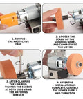 Mini Electric Belt Sander With Variable Speed Control And Grinding Wheel For Woodworking Acrylic Polishing Compact Desktop Machine showing installation steps.