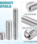 30 Pcs M6 1 X 14mm Grub Screws 304 Stainless Cup Point Allen Head Screws Internal Hex Socket Drive For Bathroom Fixtures Repair Furniture Diy Projects