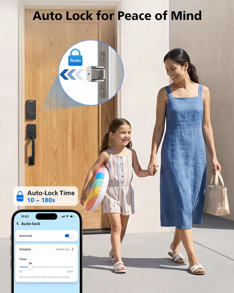 No Sweat Wi-Fi Smart Front Door Lock Set With Handle Slick Keyless Electronic Deadbolt App Remote Control Auto Lock Alexa And Google Compatible Pretty Darn Secure Hidden Keypad Easy Mount