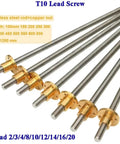 Heavy Duty T10 Trapezoidal Lead Screw Set With Real Brass Nut For 3D Printers CNC Routers And Stepper Motors Built Different Hella Smooth Linear Motion 800mm Long steel rod and brass nut close-up