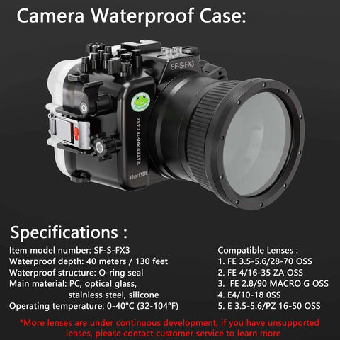 Underwater Housing For Sony FX3 And FX30 With WA005F 6 Inch Dome Port Kit 130ft Waterproof Case For Scuba Diving Full Access