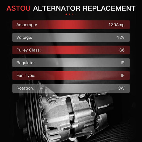 130 Amp High Output Beefed Up Alternator Compatible With Odyssey 2008 2010 Pilot 2009 2011 Ridgeline 2009 2011 And Acura TL MDX TSX ZDX 2009 2013 Replacement Replaces AL1311X 11391 31100 RGW A01, displays amperage, voltage, and rotation details