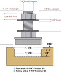 Diagram of 1-1/8 Inch Stem Rocker Bearing Assembly With Glider Hardware dimensions and installation instructions