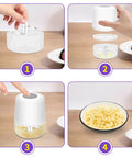 Premium Electric Garlic Chopper 100Ml Mini Food Processor With 304 Stainless Steel Blade And Safety Lock, clean design in four steps.