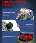 Promotional image of alternator highlighting easy installation, quiet design, and stable current output for Toyota RAV4 3.5L 2006-2008.
