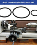 Drive Belt Set For EMCO Unimat 3 And Unimat 4 Lathes Nitrile Rubber Replacement Belts shown with lathe machine