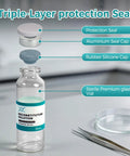 30 mL clear sterile glass vial labeled Reconstitution Solution with teal band