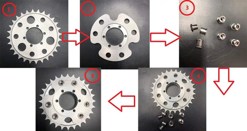 Disc Brake Rotor Adapter And 28T Sprocket For Gas Powered Bicycle Fits 48cc 66cc 80cc Motorized Bicycles With A6061 Aluminum Body