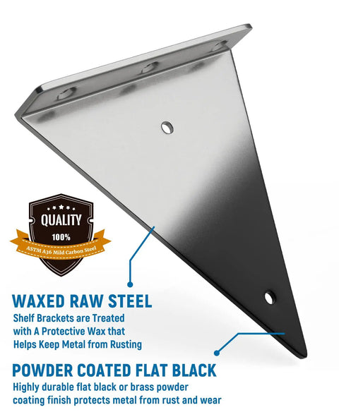 6 Inch Invisible Triangular Shelf Brackets For Minimalist Home Decor Built Tough, Heavy Duty Hot Rolled Steel 6 Pack close-up